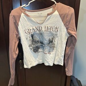 No Boundaries Brown and White Long Sleeve Tee